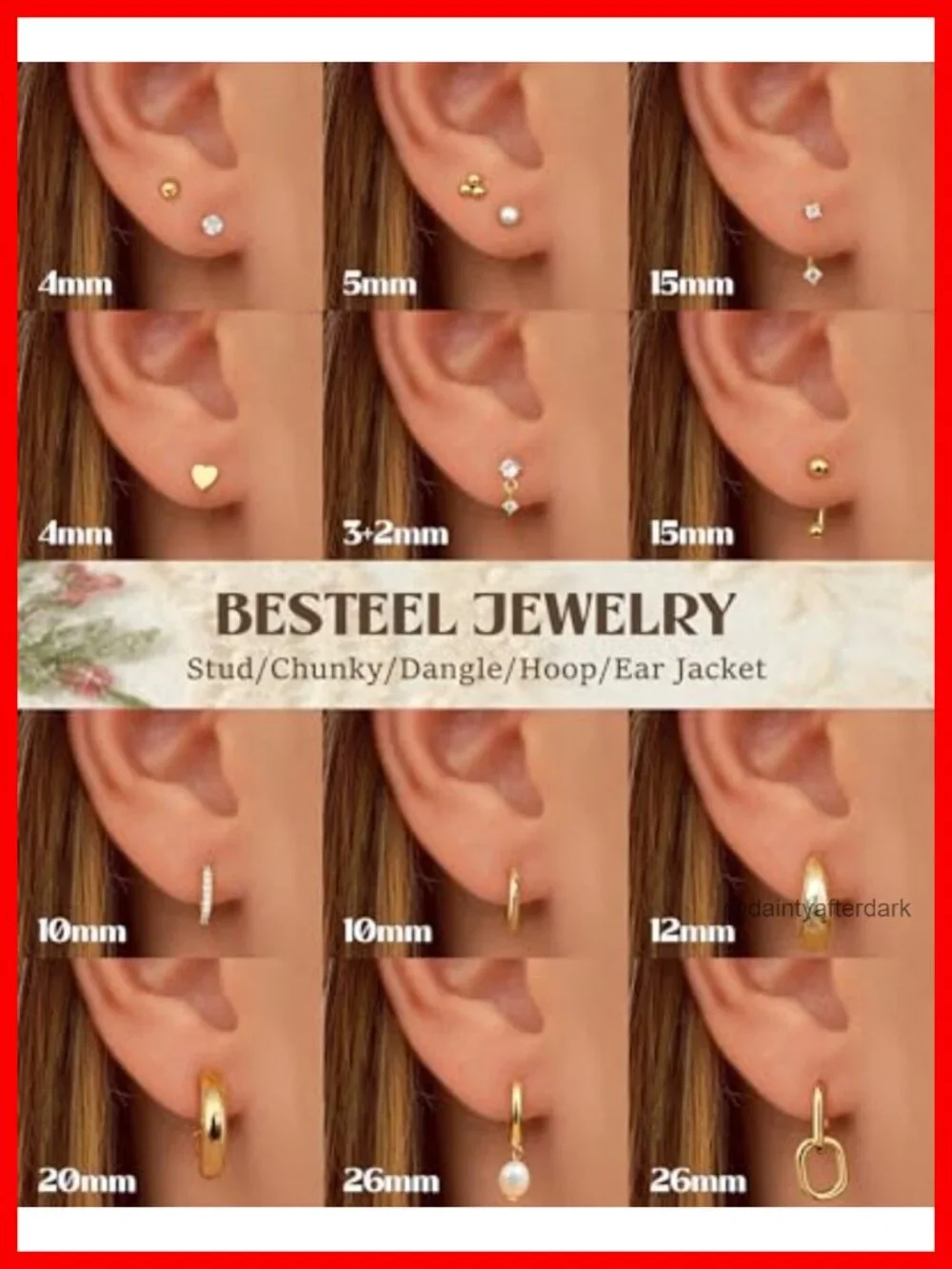 14K Gold Plated Hypoallergenic Stud Hoop Earrings Set for Women - Dainty